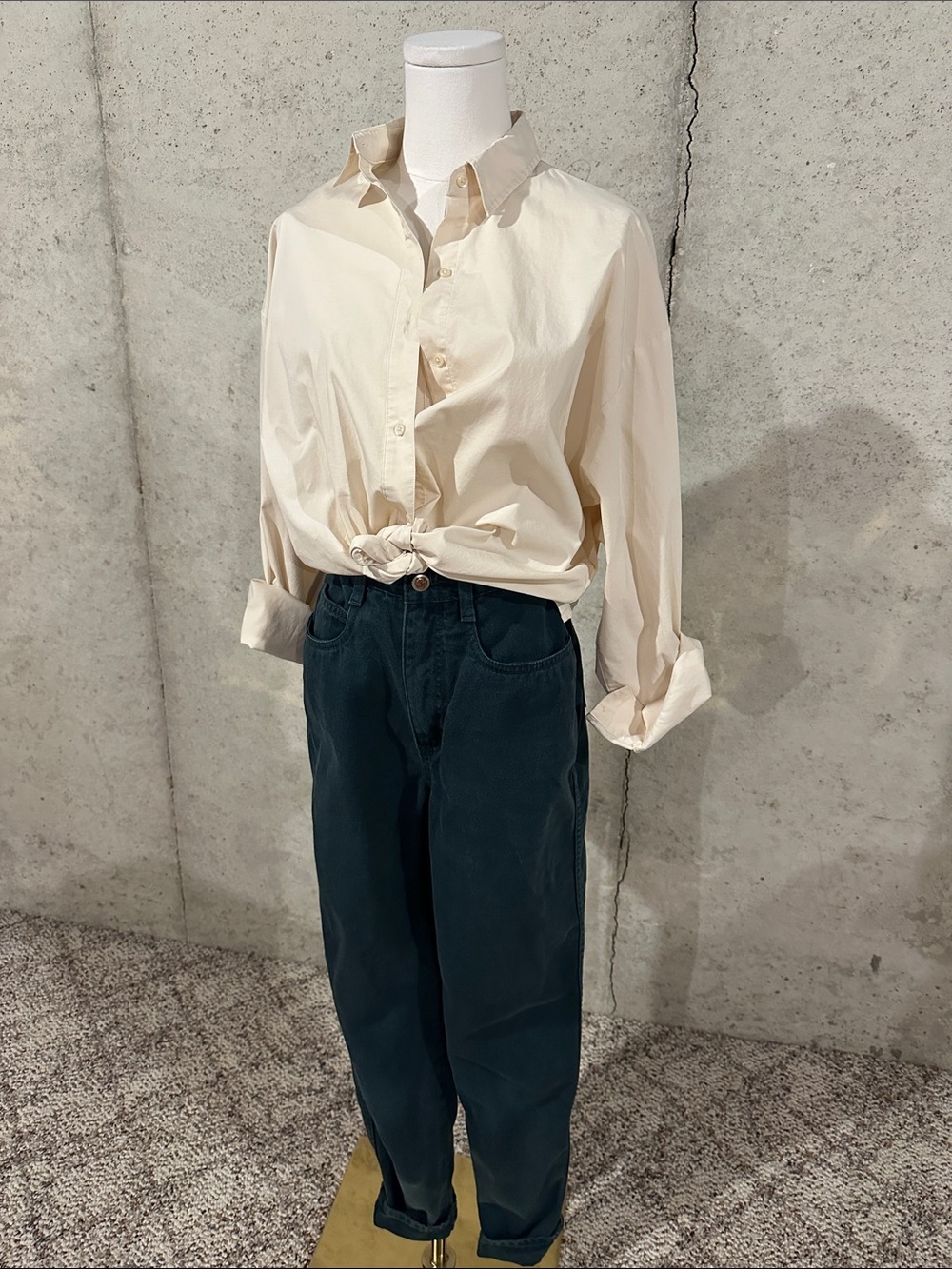 Vintage Bill Blass Hunter Green High Waist Denim Pants 90s Minimalism Size 4